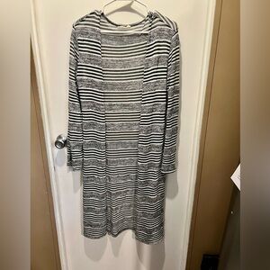 Striped Nix & Nox Olive Green and White Women's Long Sleeve Duster Cardigan XL